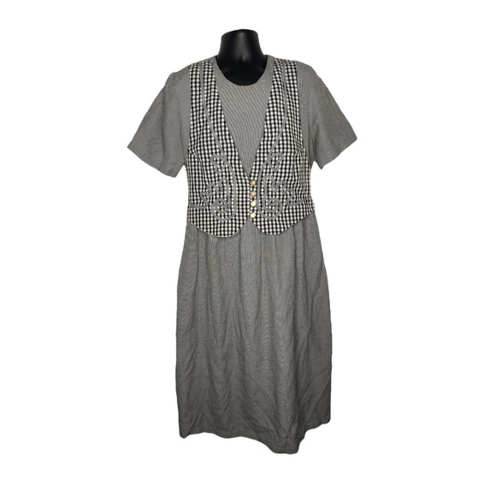 TR Bentley Houndstooth Maxi Dress Checkered Vest (Size: 16W, Color: Black/White)